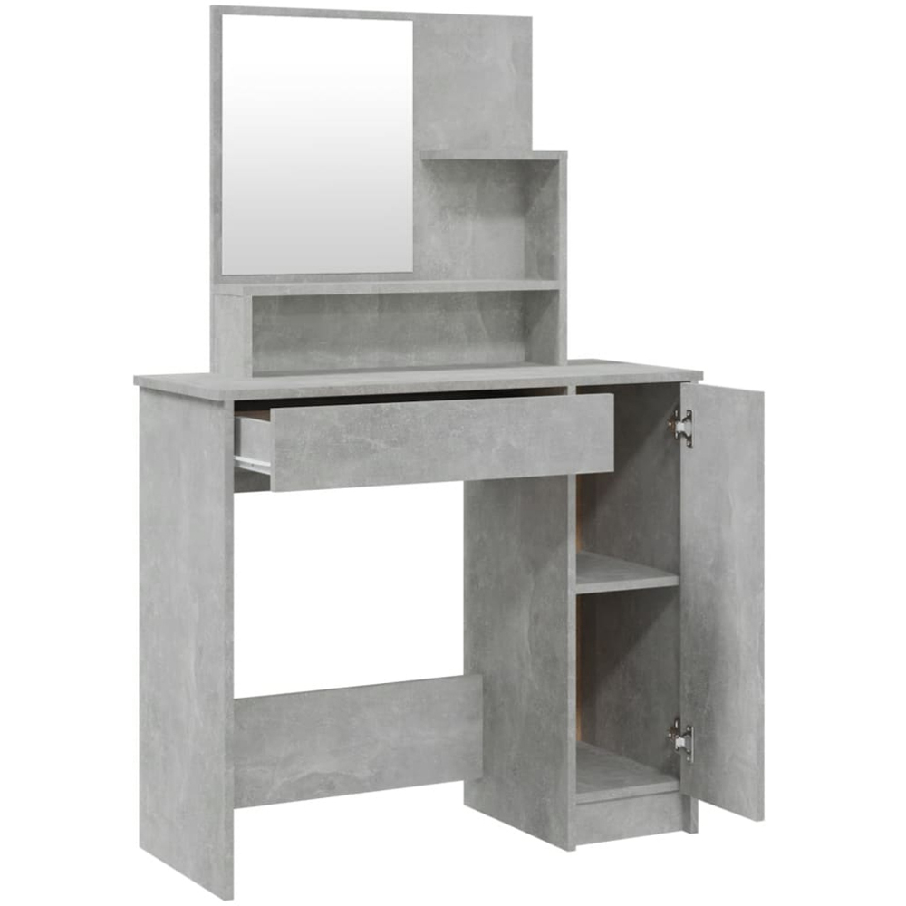 vidaXL Single Door Single Wide Drawer Concrete Grey Dressing Table with Mirror Image 3