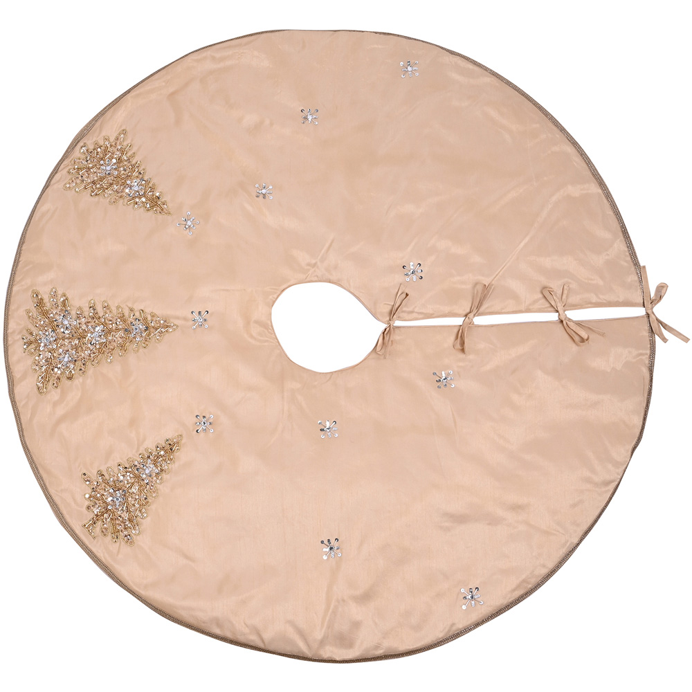 The Christmas Gift Co Gold Hand Embellished Tree Skirt Wilko