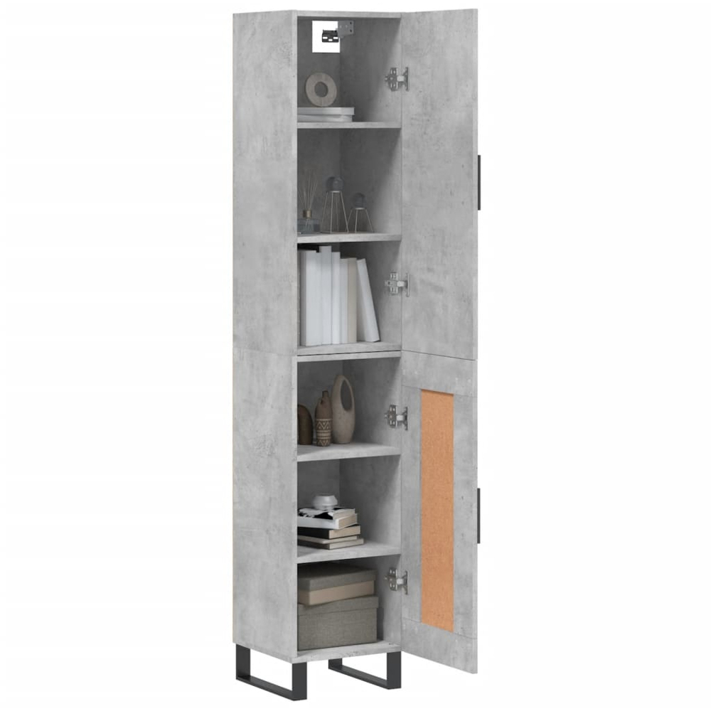vidaXL 2 Door Concrete Grey Wooden Highboard Image 3
