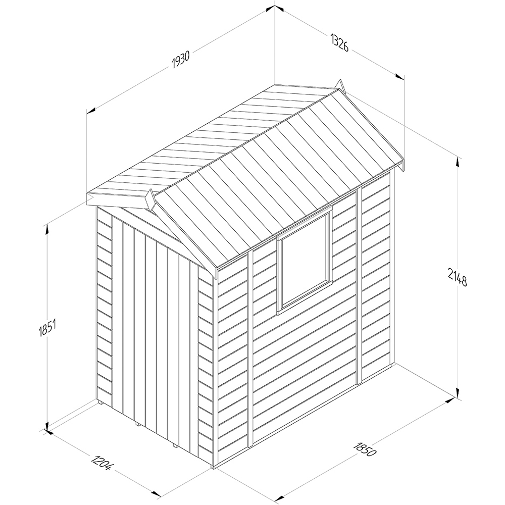Forest Garden Timberdale 6 x 4ft Pressure Treated Overlap Apex Shed Image 9