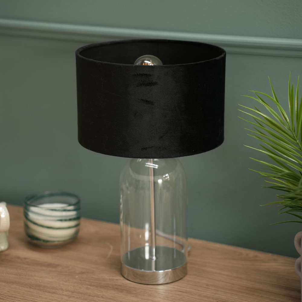 ValueLights Jessy Silver and Black Velvet Shade Glass LED Table Lamp Image 5