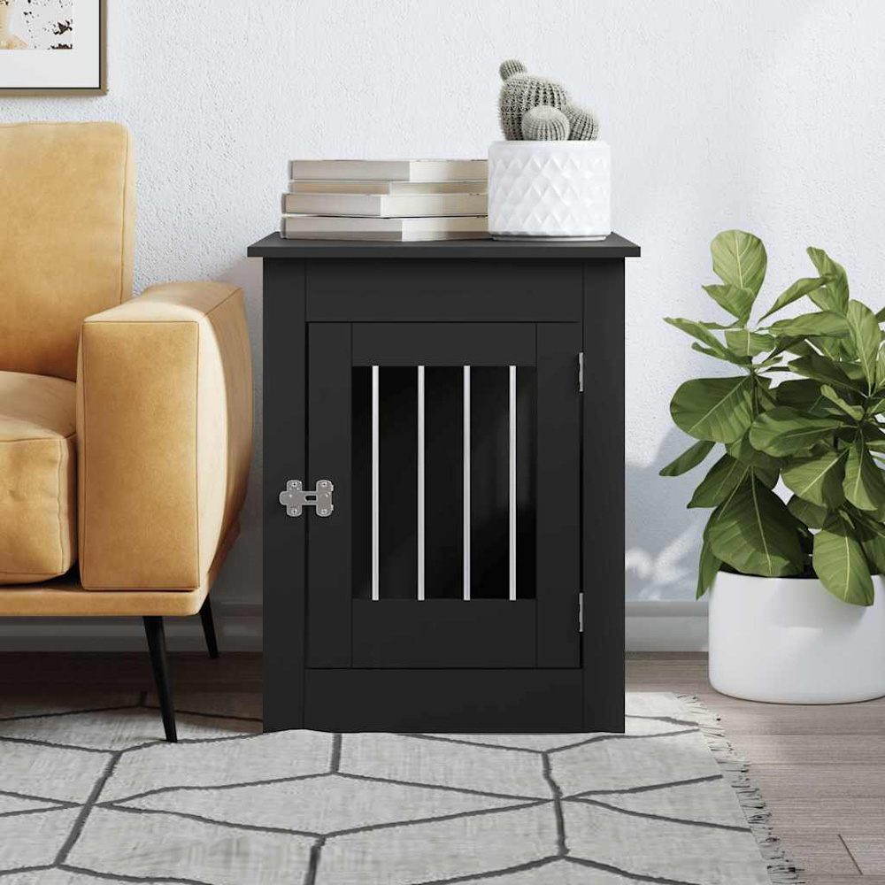 vidaXL Black Engineered Wood Dog Crate Furniture 68 x 55 x 80cm Image 2