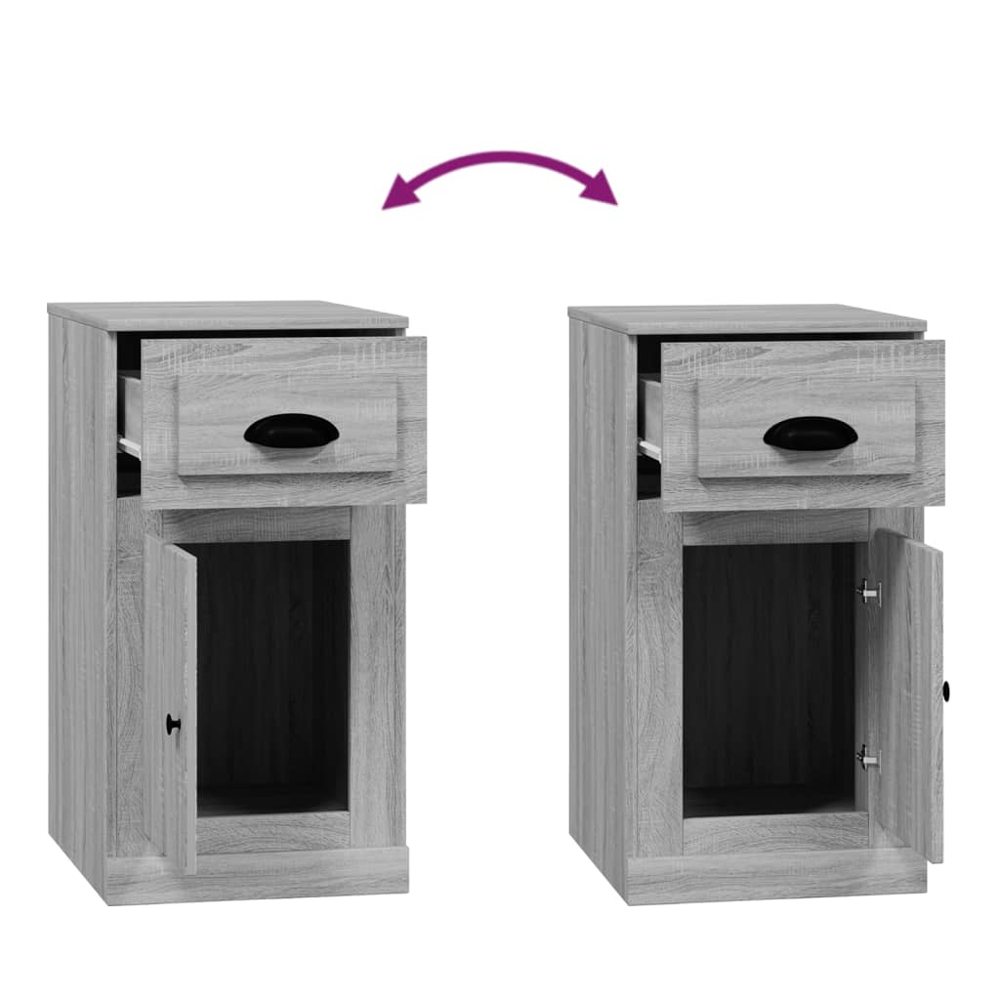 vidaXL Single Door Single Drawer Grey Sonoma Side Cabinet Image 7