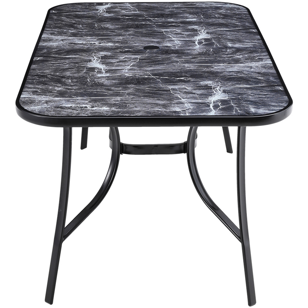 Living and Home Black Tempered Glass Rectangle Marble Coffee Table Image 3