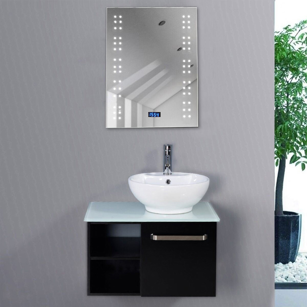 Living and Home White Bathroom Mirror with Sensor Controlled LED Light 50 x 70cm Image 2