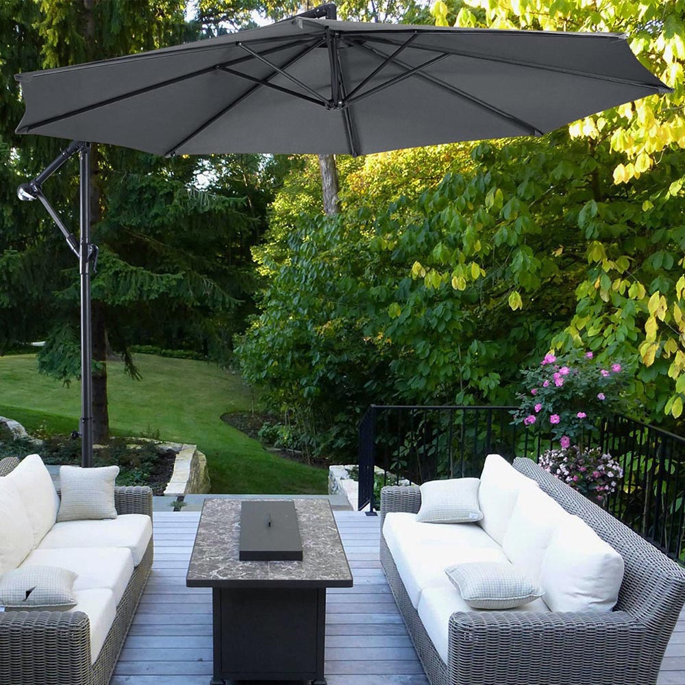 Living and Home Dark Grey Cantilever Parasol with Cross Base 3m Image 7