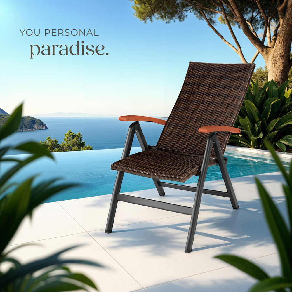tectake Canberra Brown 6 Step Adjustable and Foldable Garden Chair Image 8