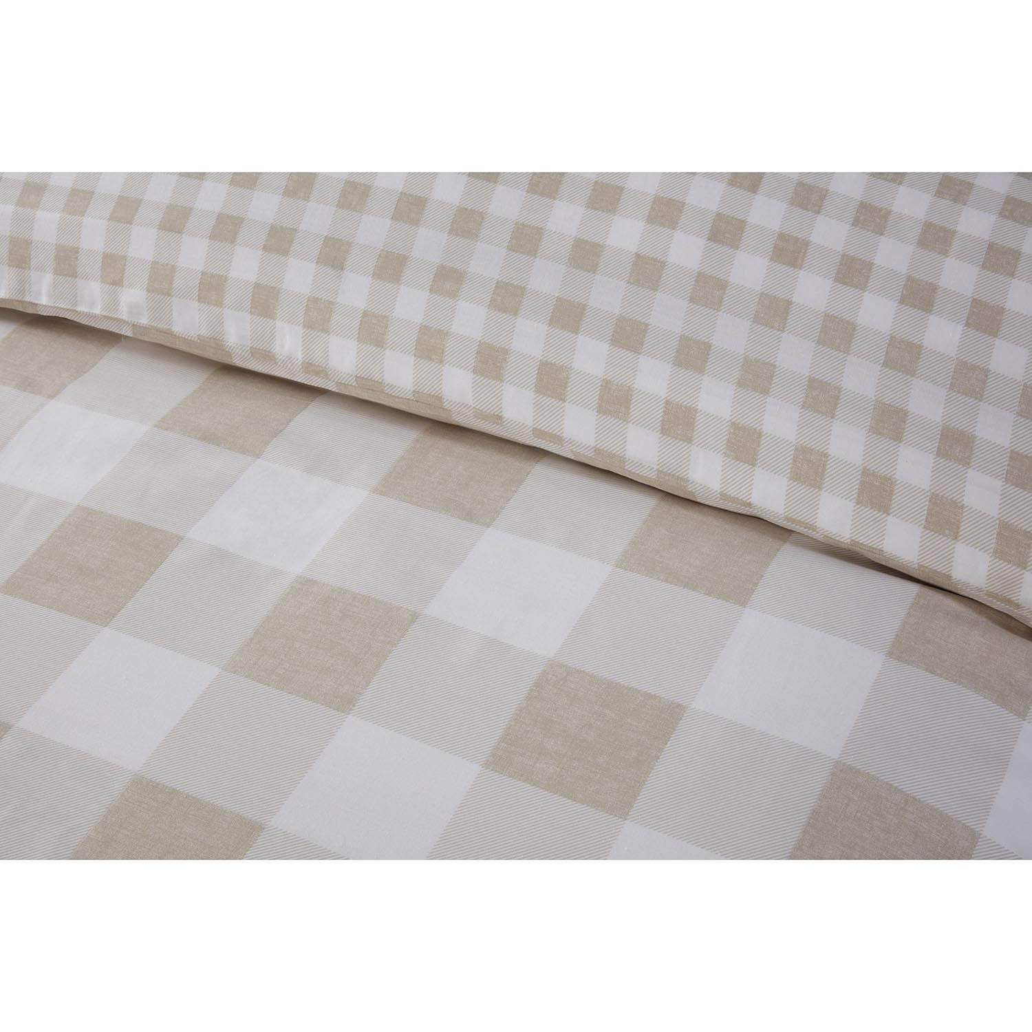 Portland Check Duvet Cover and Pillowcase Set - Natural / Superking Image 3
