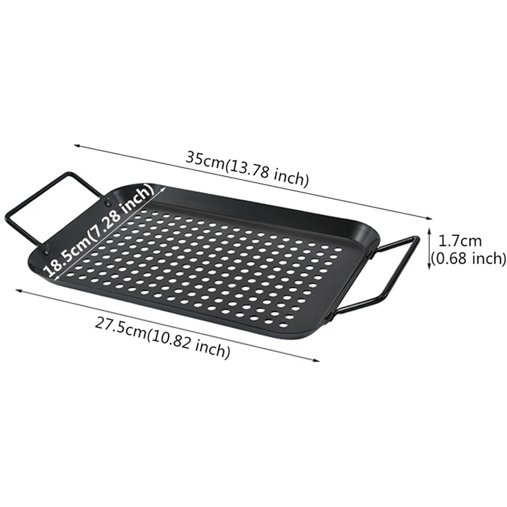 Living and Home Portable Non-Stick Metal Grill Tray with Handles Image 7