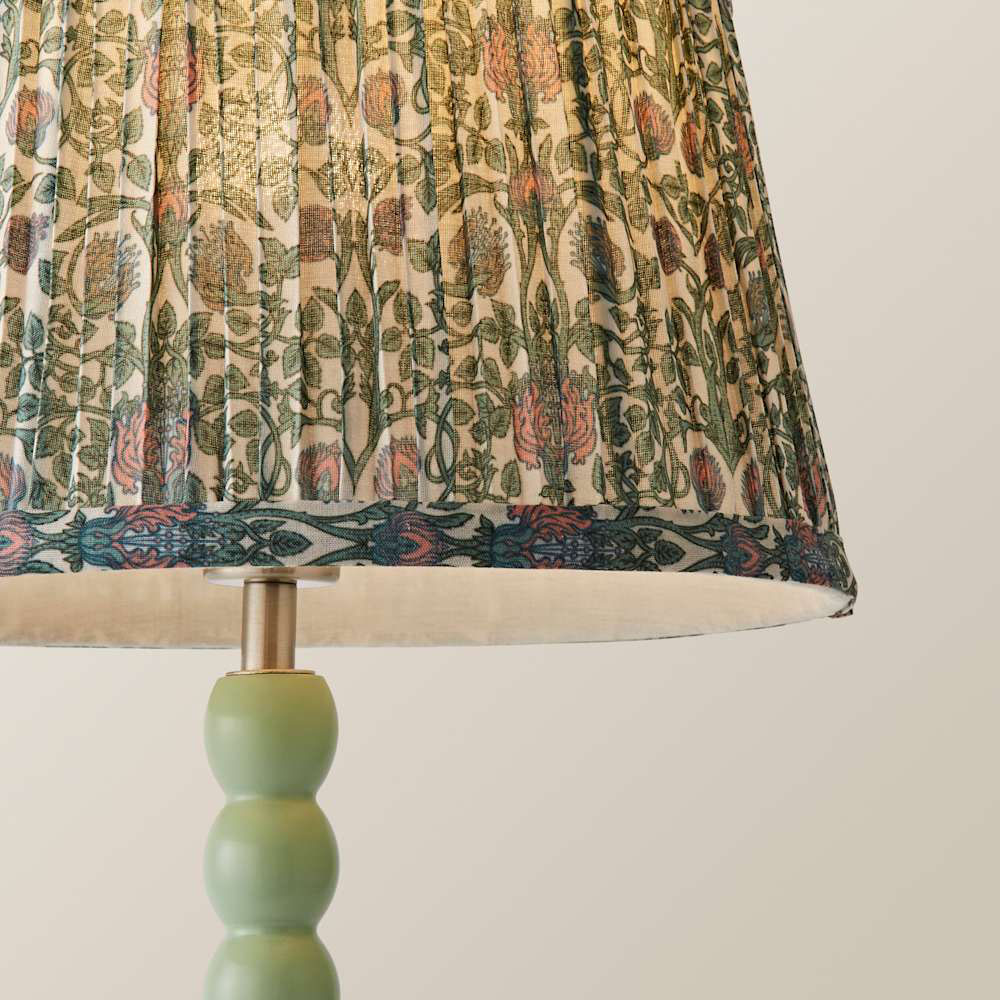 ValueLights Floral Pleated Shade Pastel Green Bobbin LED Table Lamp with Bulb Image 5