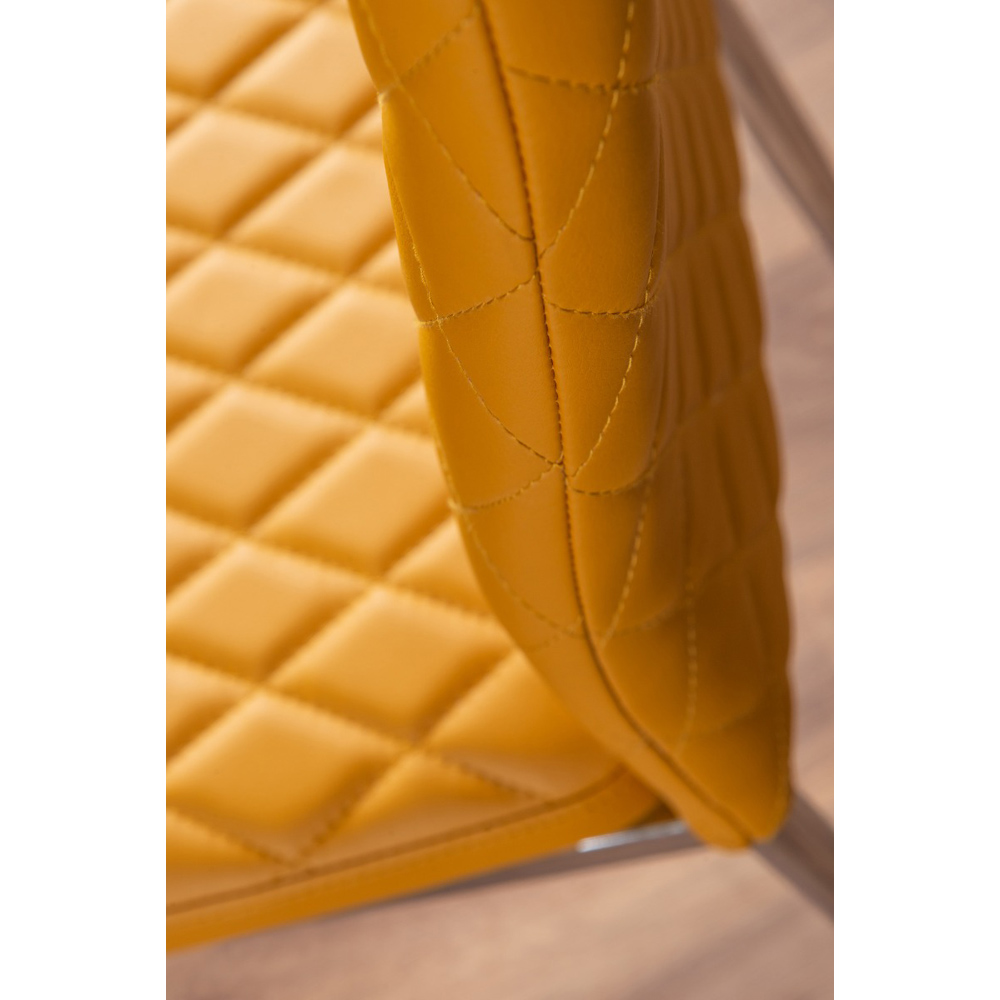 Furniturebox Valera Set of 6 Mustard Yellow and Chrome Faux Leather Dining Chair Image 7