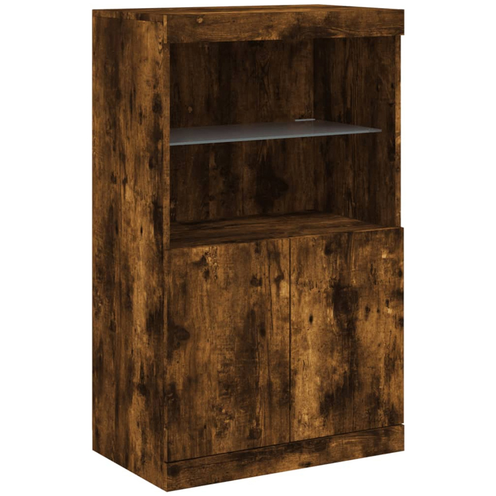 vidaXL 2 Door 2 Shelf Smoked Oak Sideboard with RGB LED Lights Image 3