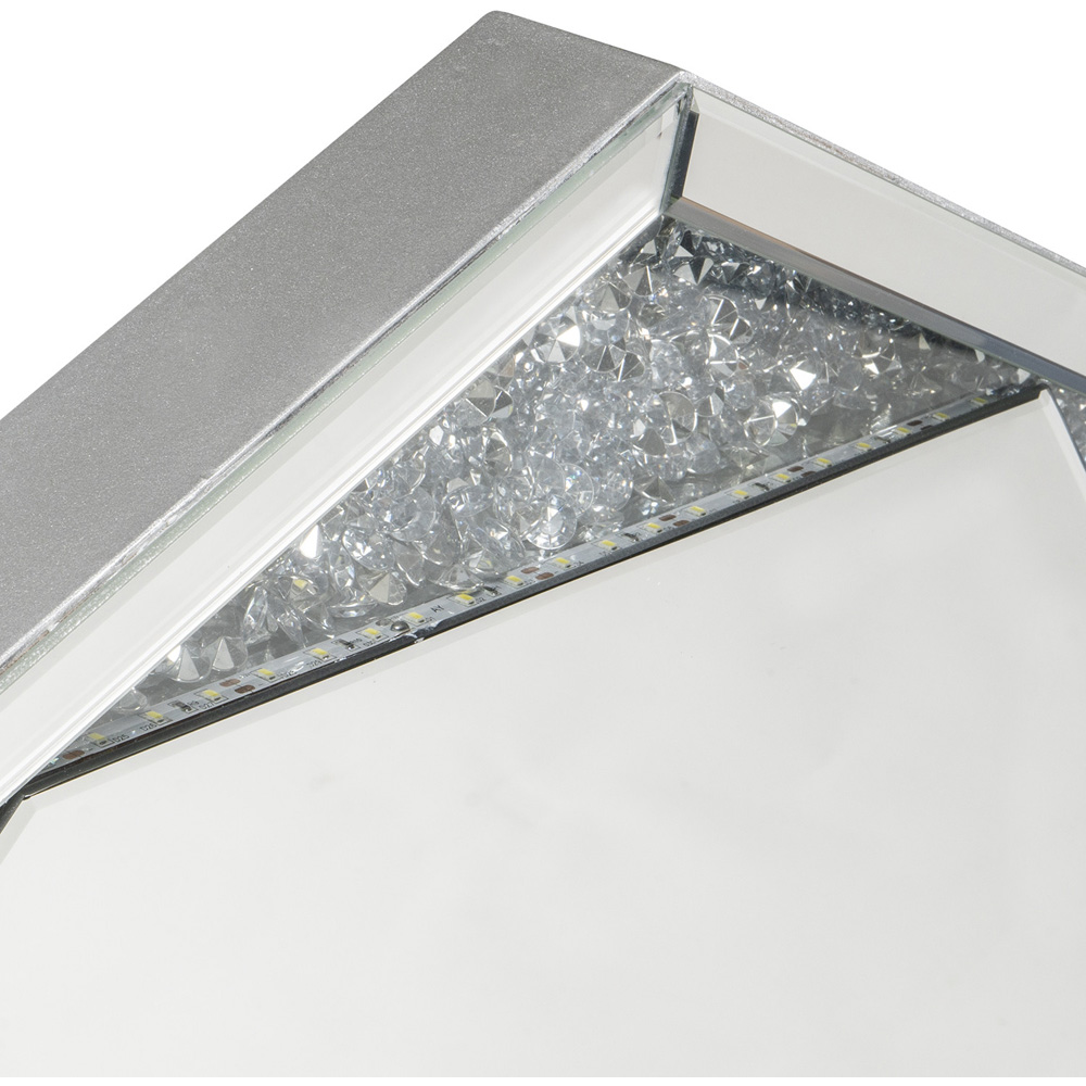 Octagonal Silver Crystal Effect LED Mirror 100cm Image 2