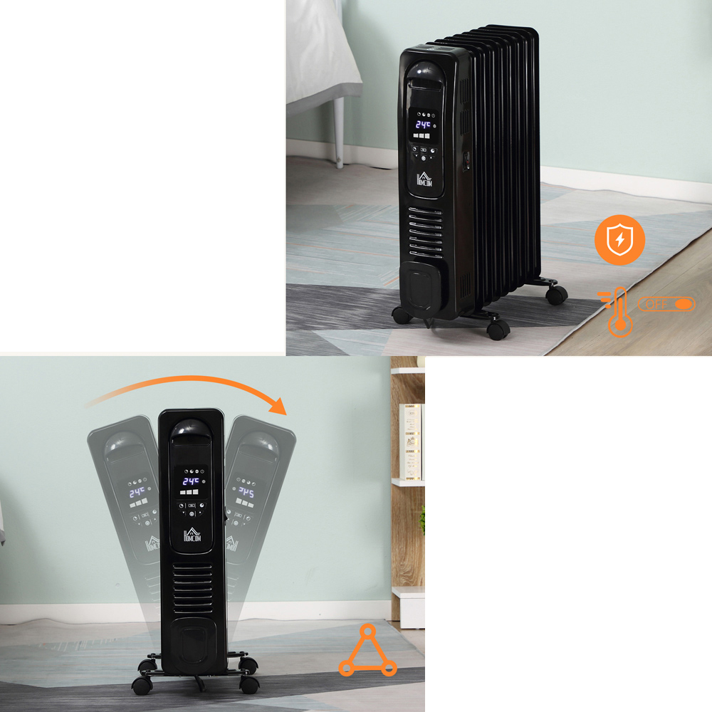 HOMCOM 9 Fin Black Oil Filled Portable Heater 2180W Image 3