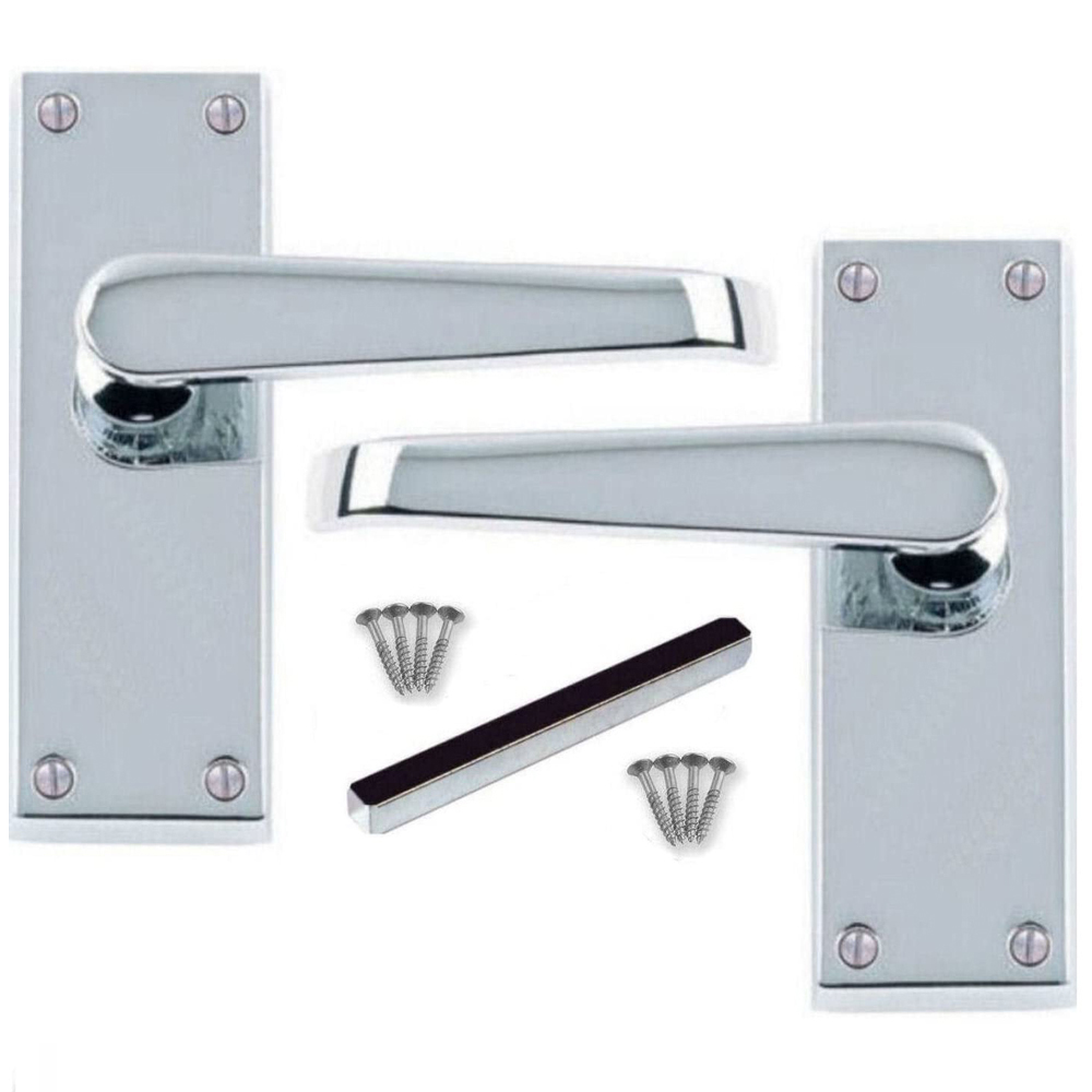 Golden Grace Polished Chrome Victorian Straight Latch Door Handle Set 7 Pack Image 3