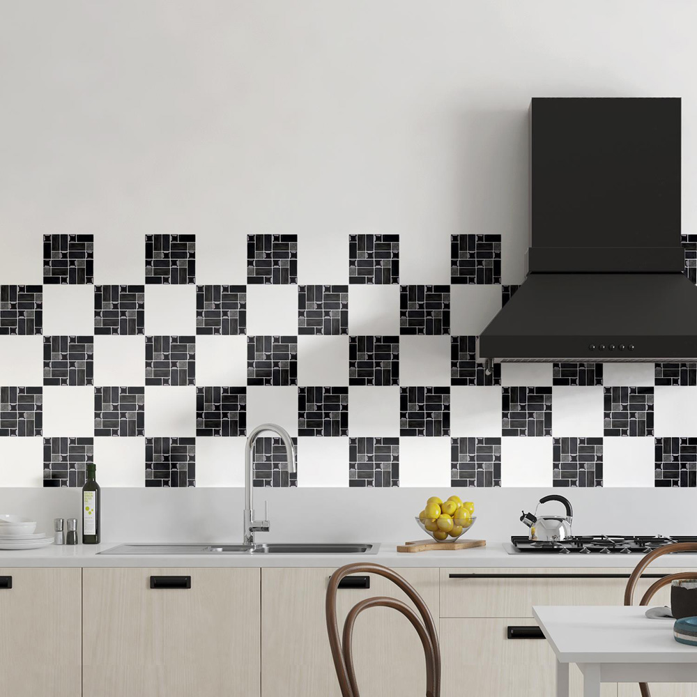 Walplus Glossy Black Porcelain Mosaic Tile Sticker 24 Pack Image 3