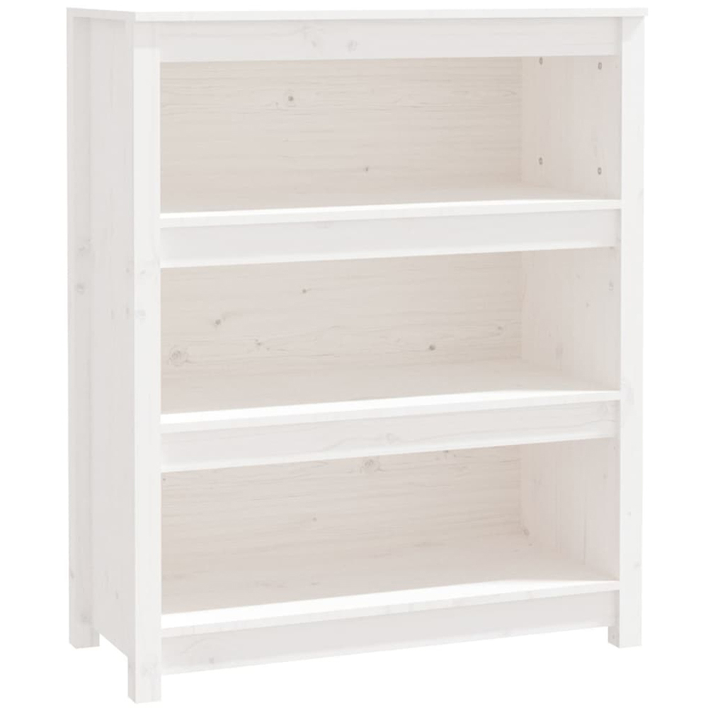 vidaXL 3 Shelf White Solid Pine Wood Bookcase Image 2