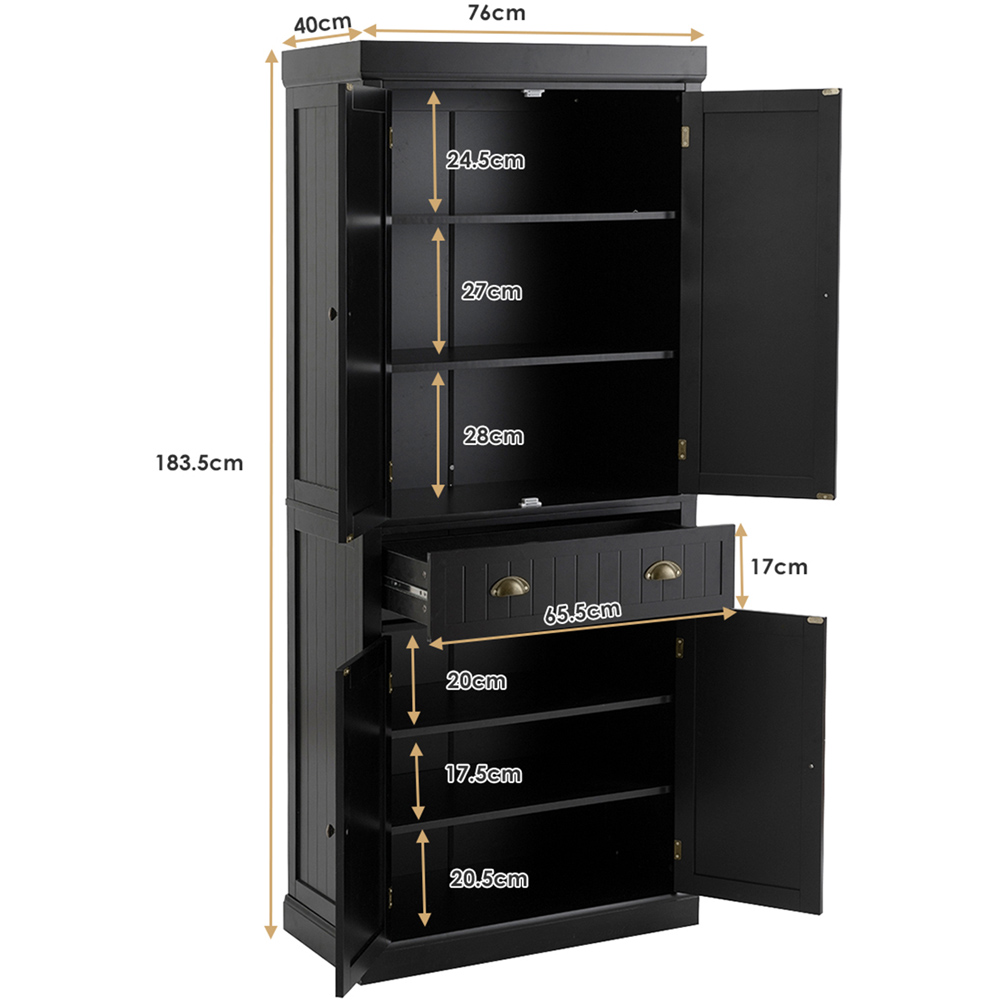Costway 4 Door Single Drawer Black Kitchen Cupboard Image 8