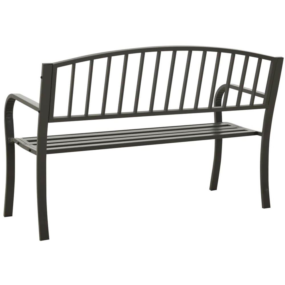 vidaXL 2 Seater Grey Powder Coated Steel Garden Bench Image 4