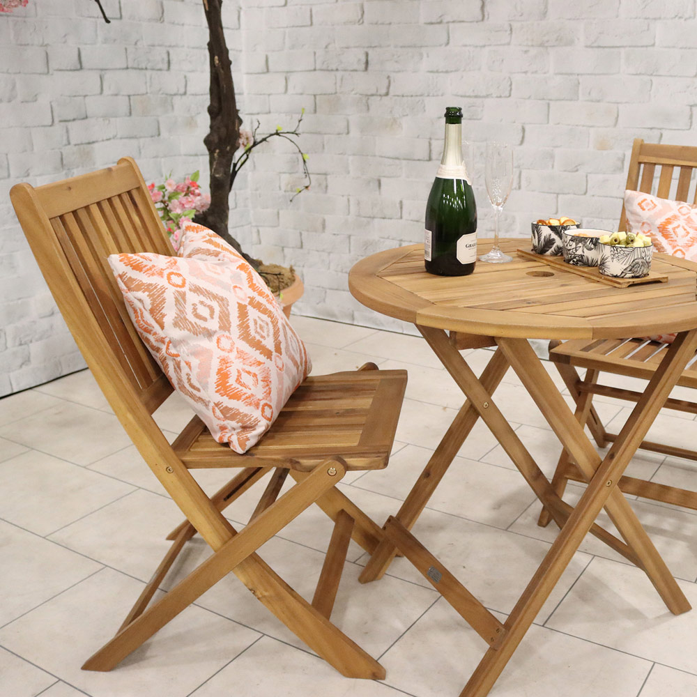 Amir York 2 Seater Folding Bistro Set Brown Image 7