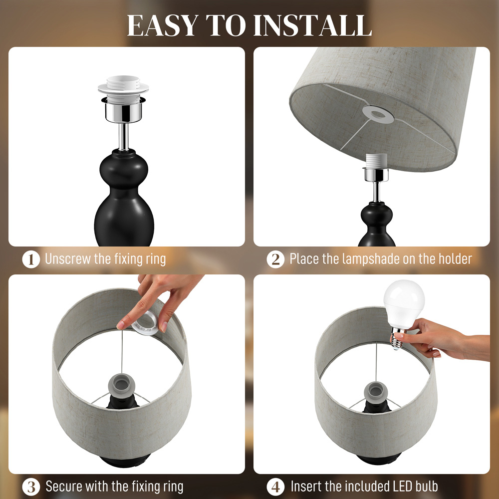 Portland Black LED Table Lamp with USB Ports 2 Pack Image 8