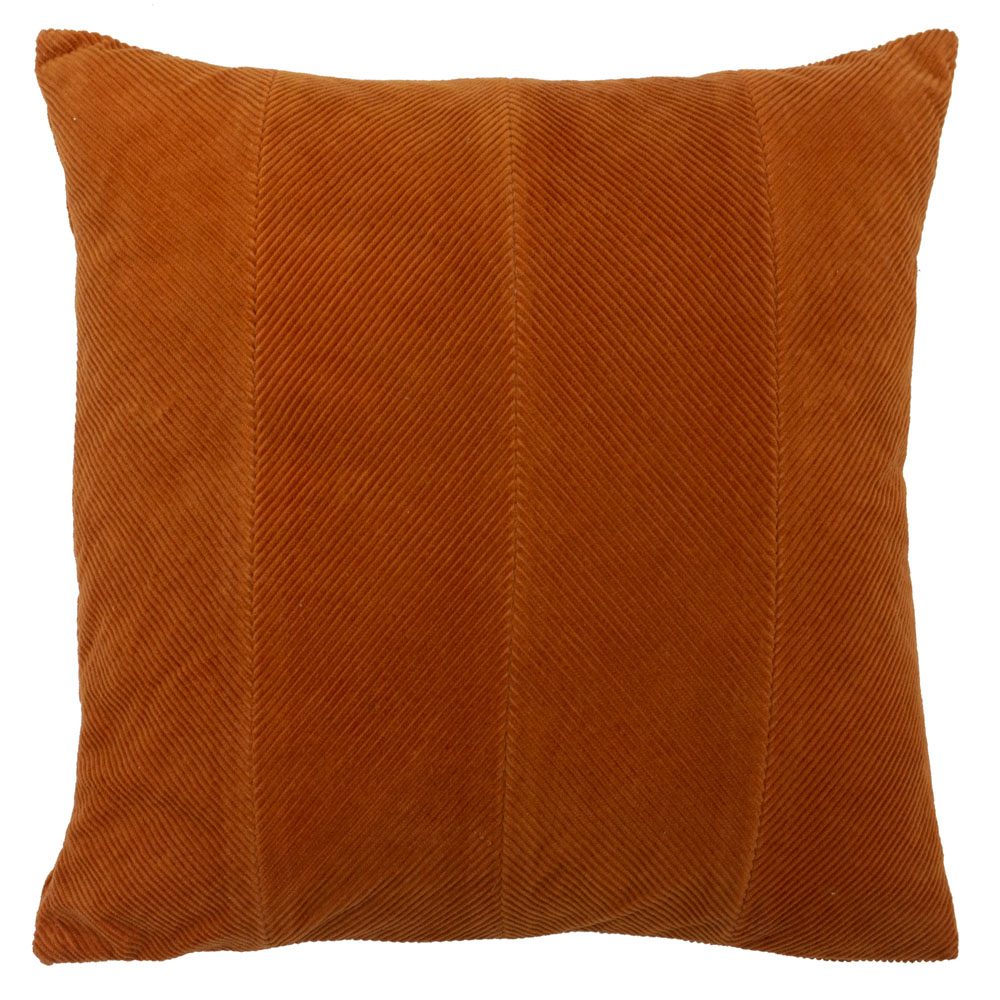 furn. Jagger Rust Orange Ribbed Corduroy Cushion Image 1