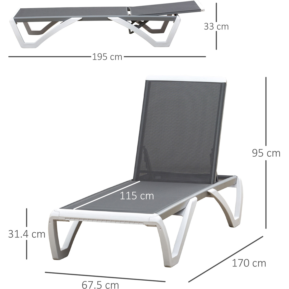 Outsunny Light Grey 5 Level Adjustable Sun Lounger Image 8