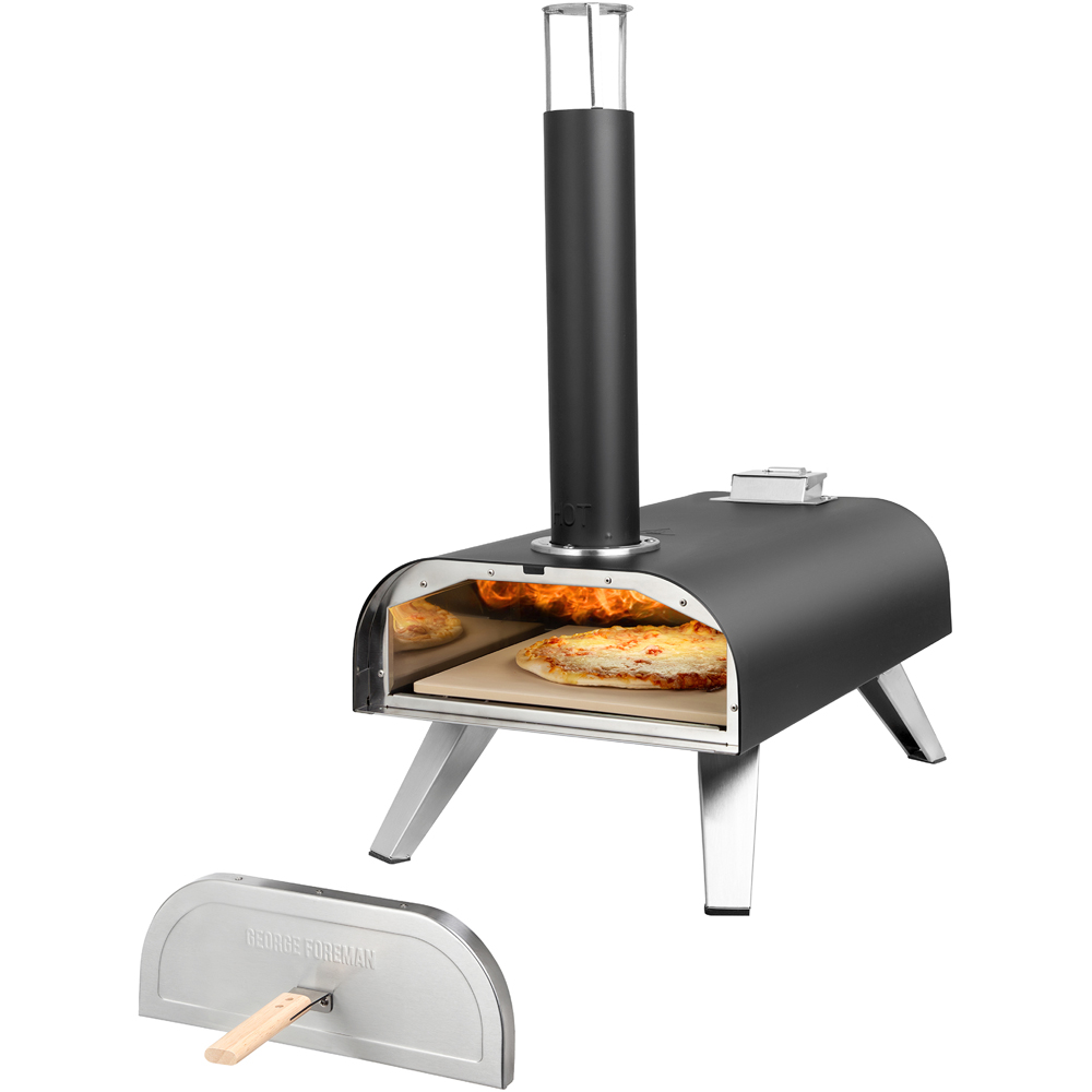 George Foreman Black 12 inch Multi-Fuel Outdoor Pizza Oven with Carry Bag and Paddle Image 2