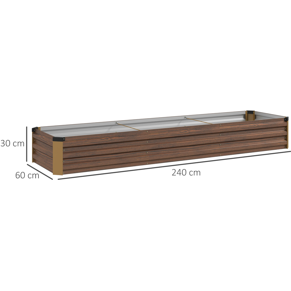 Outsunny Brown Steel Galvanised Raised Garden Bed 30 x 60 x 240cm Image 9