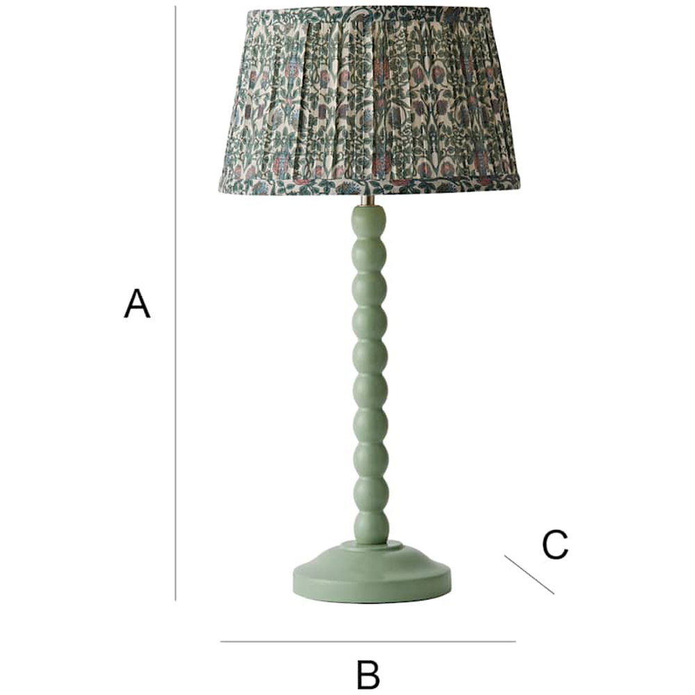 ValueLights Floral Pleated Shade Pastel Green Bobbin LED Table Lamp with Bulb Image 7