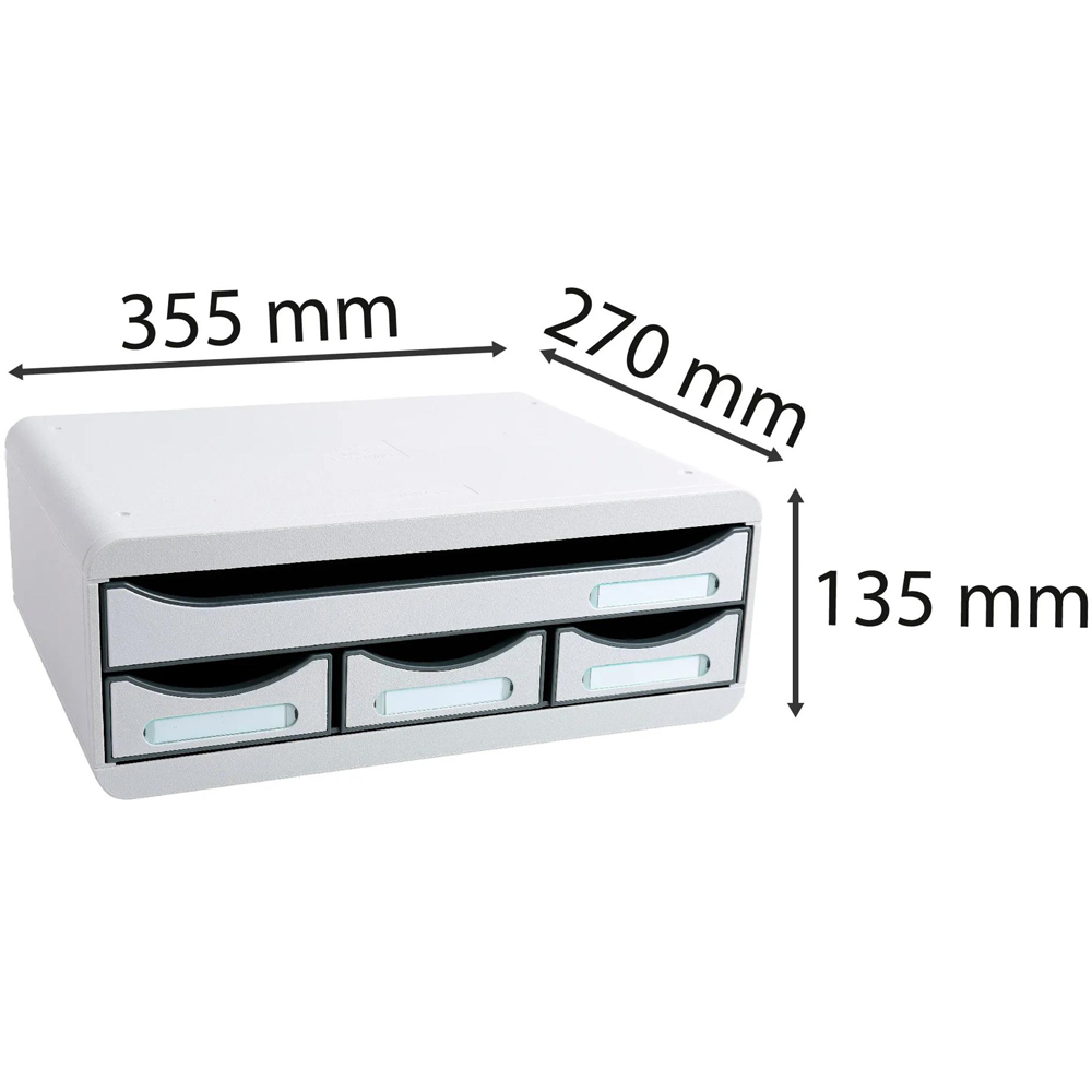 Exacompta Mini 4 Drawer Light Grey Toolbox Image 4