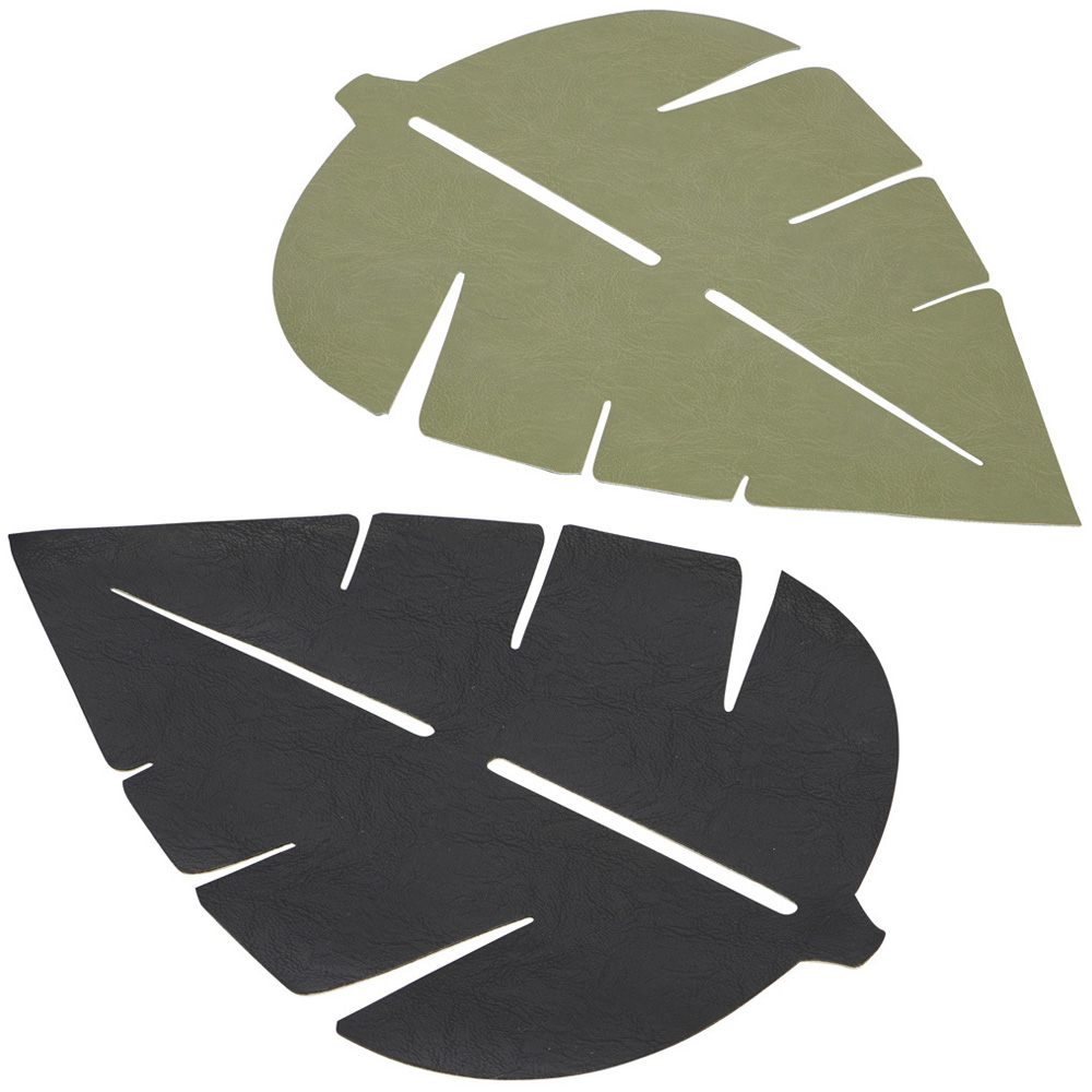 Wilko Faux Leather Leaf Placemats 2 Pack Image 1