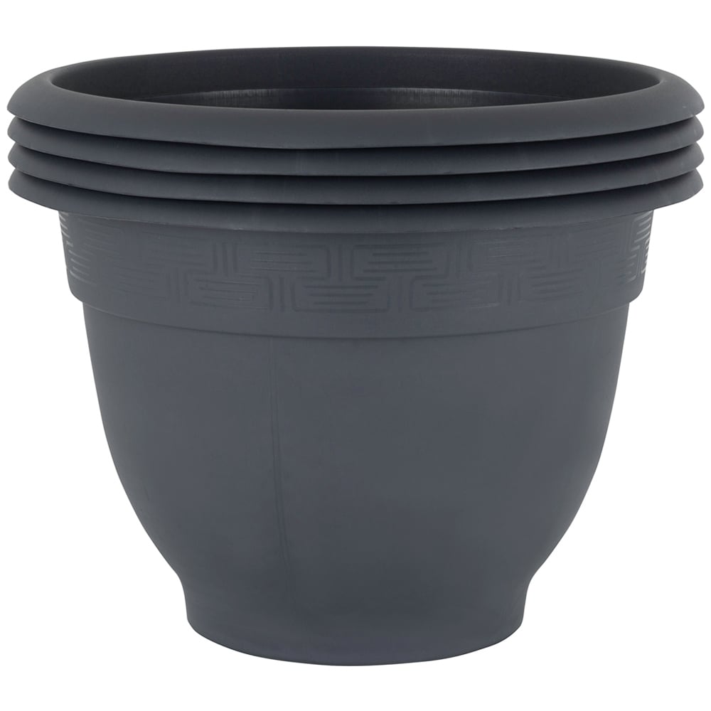 Wham Bell Pot Slate Recycled Plastic Round Planter 48cm 4 Pack Image 1