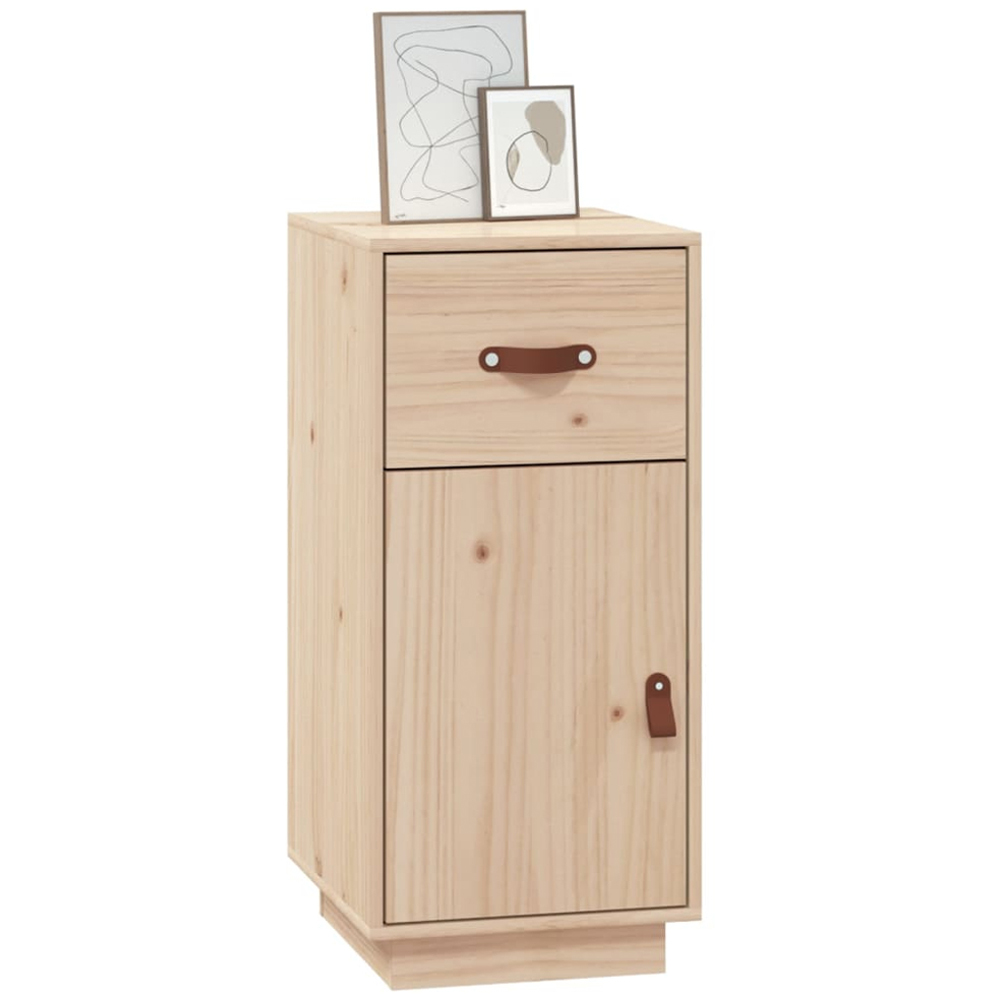 vidaXL Single Door Single Drawer Solid Wood Pine Sideboard Image 4