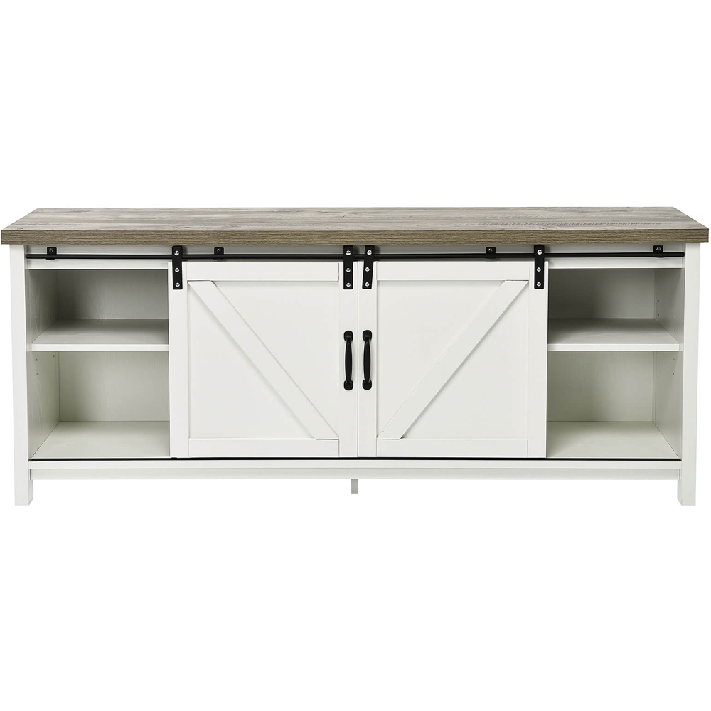Costway 2 Door 2 Shelf White TV Unit Image 2