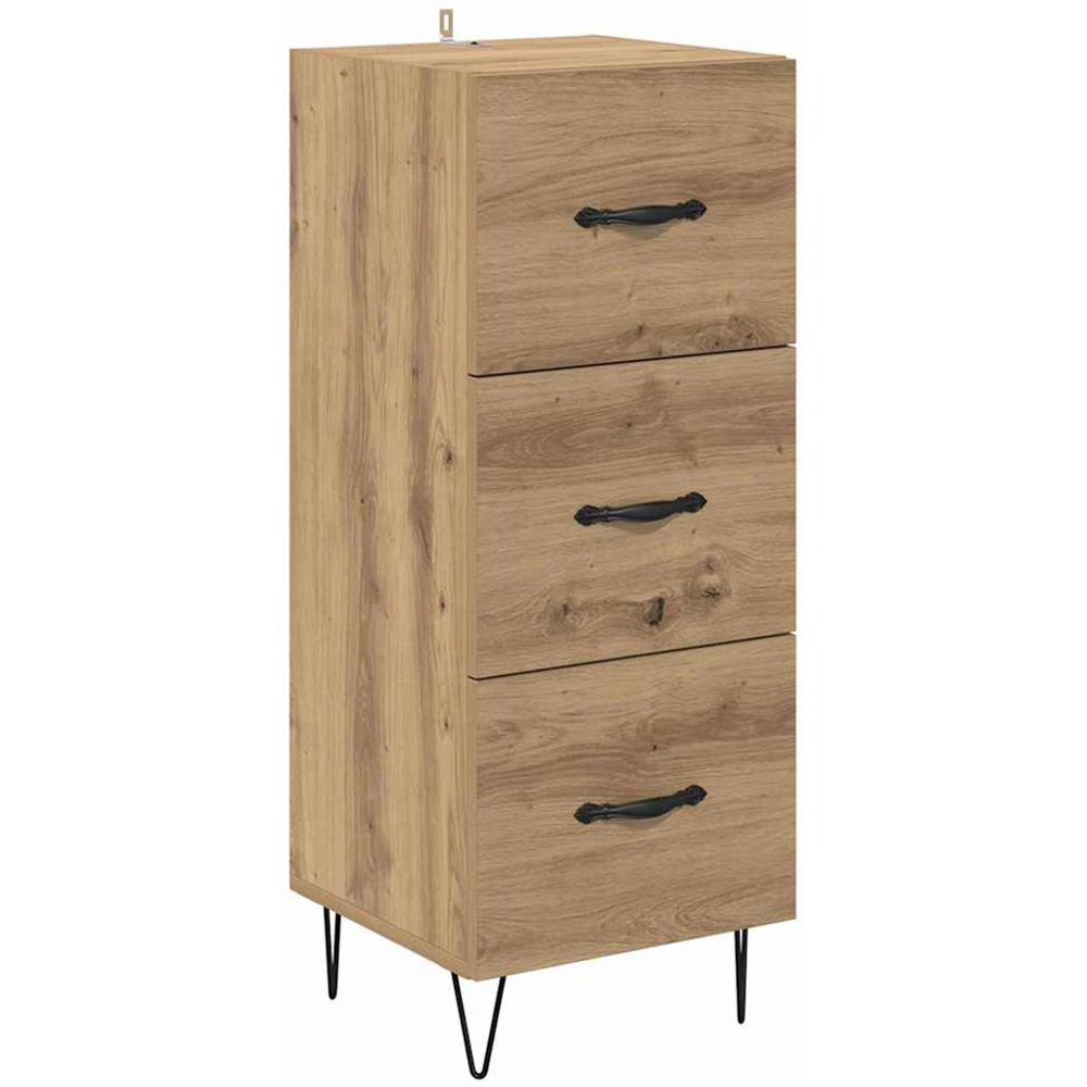 vidaXL Single Door 3 Drawer Artisan Oak Tall Slim Highboard Image 6