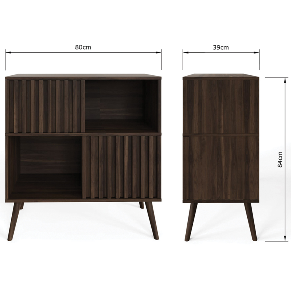 GFW Rowan 2 Door 2 Shelf Walnut Slatted Compact Sideboard Image 9