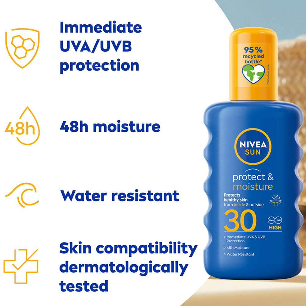 Nivea Sun Protect and Moisture Sun Cream Spray SPF30 200ml Image 5