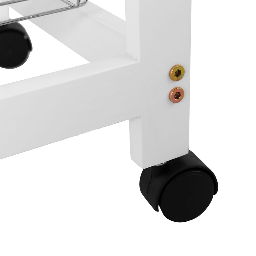 Chef Vida 4 Tier Wooden White Kitchen Trolley Image 8