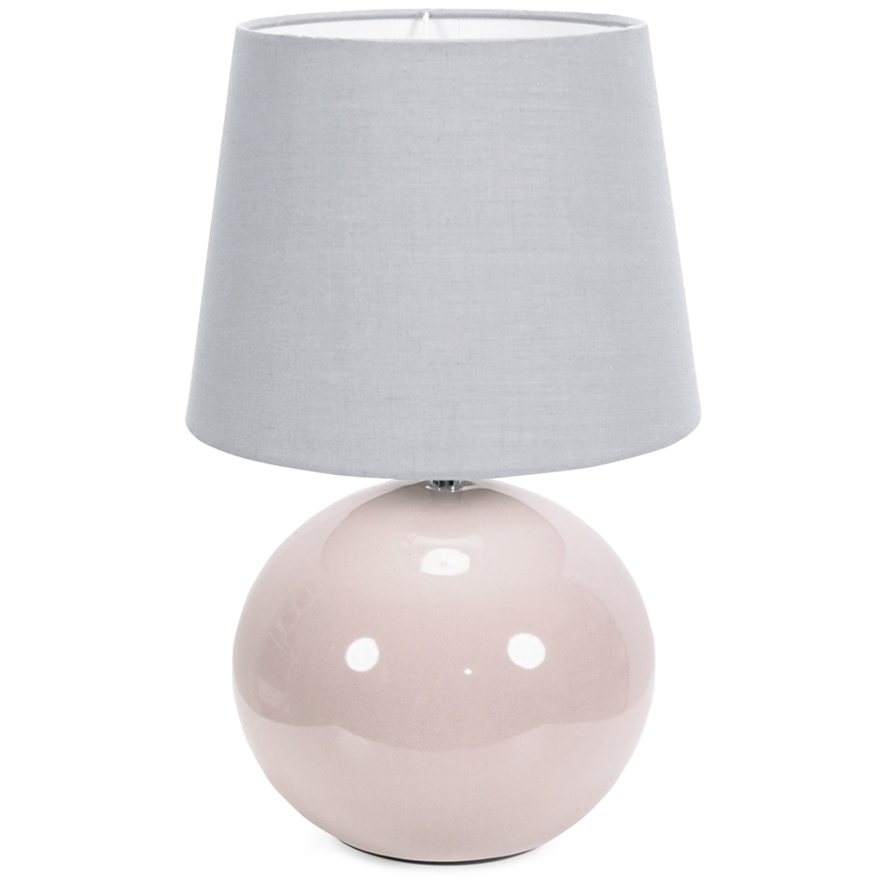 ValueLights Bosco Natural Stone Grey Fabric Tapered Shade Ceramic LED Table Lamp Image 1