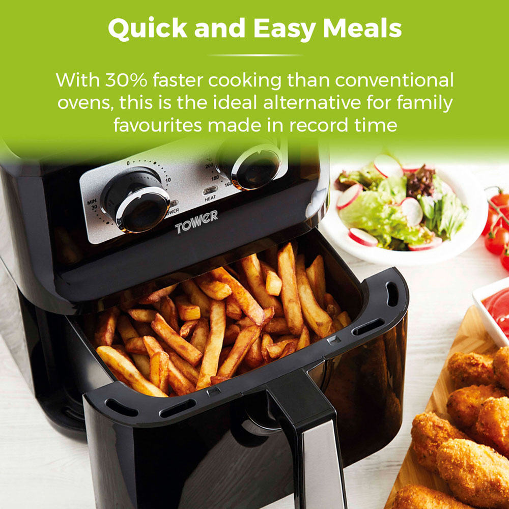 Tower Vortx T17090 Black Manual Single Basket Air Fryer 5L Image 6