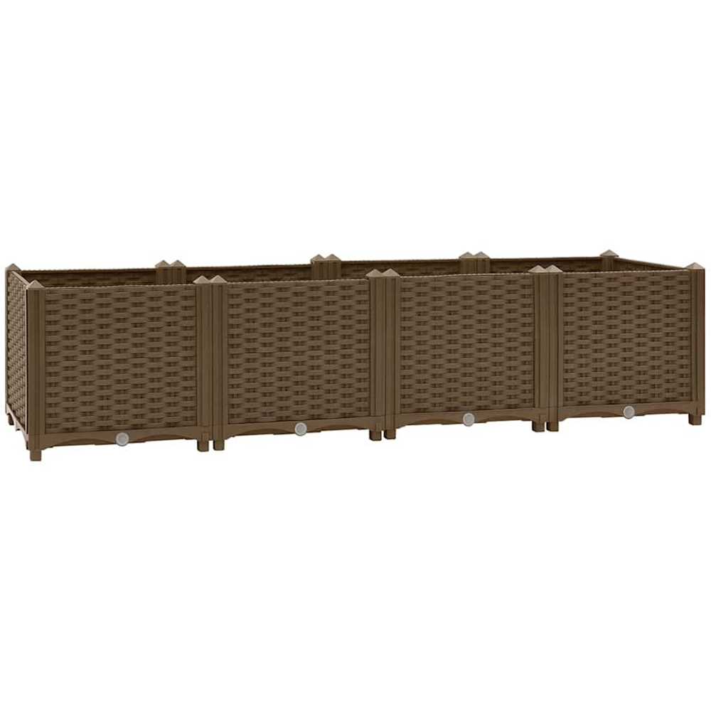 vidaXL Brown Plastic Rattan Raised Garden Bed 38 x 160 x 40cm Image 1