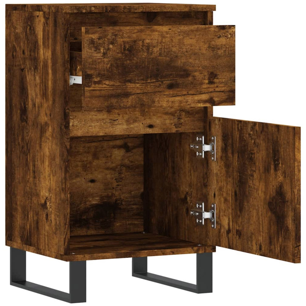 vidaXL Single Door Single Drawer Smoked Oak Sideboard Image 6