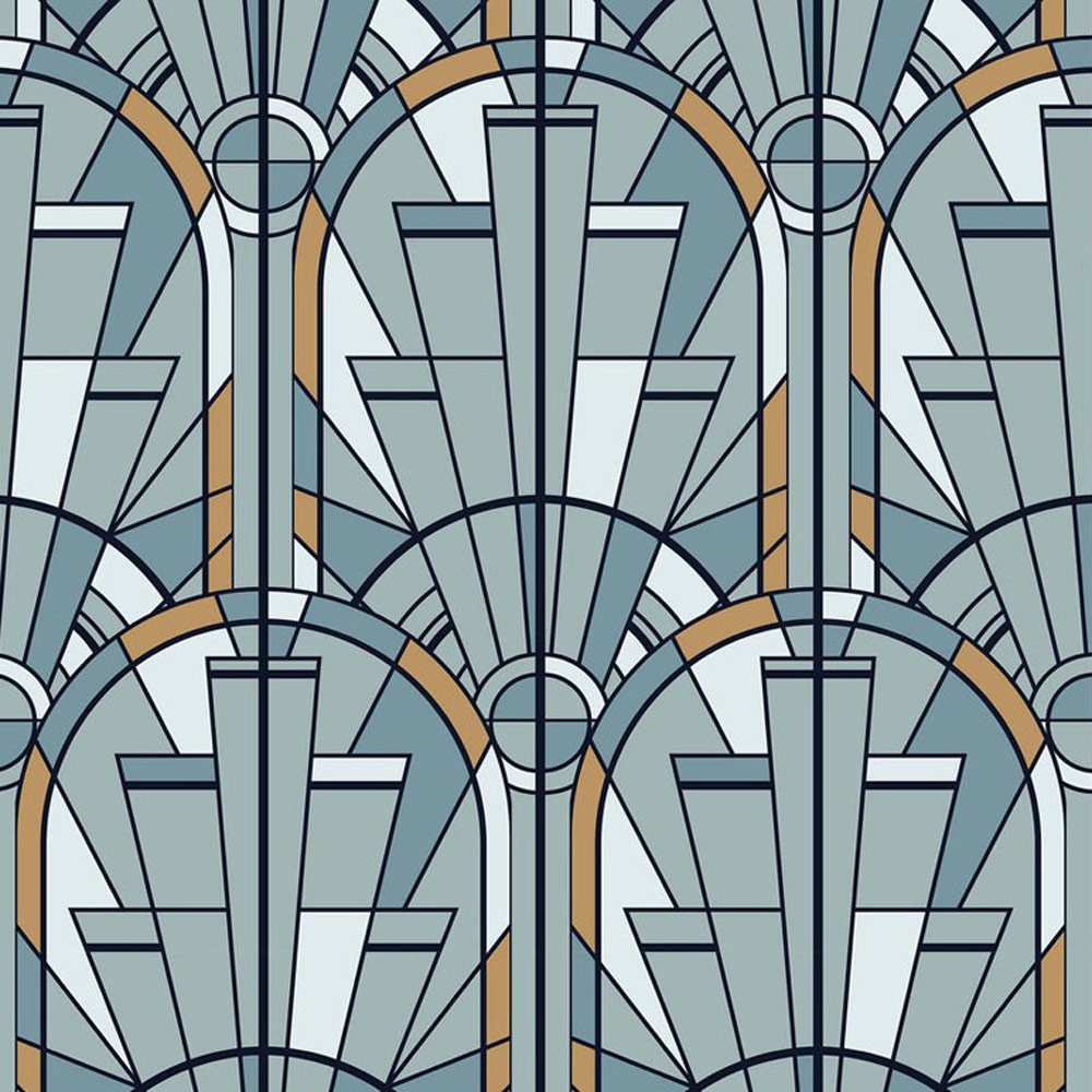 Bobbi Beck Eco Luxury Art Deco Arched Window Grey Wallpaper Image