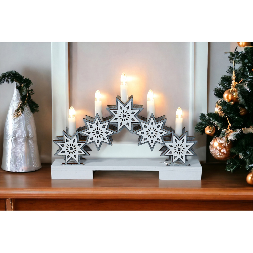 Xmas Haus Festive 8 Pointed Star Candle Light Effect Decoration Image 5
