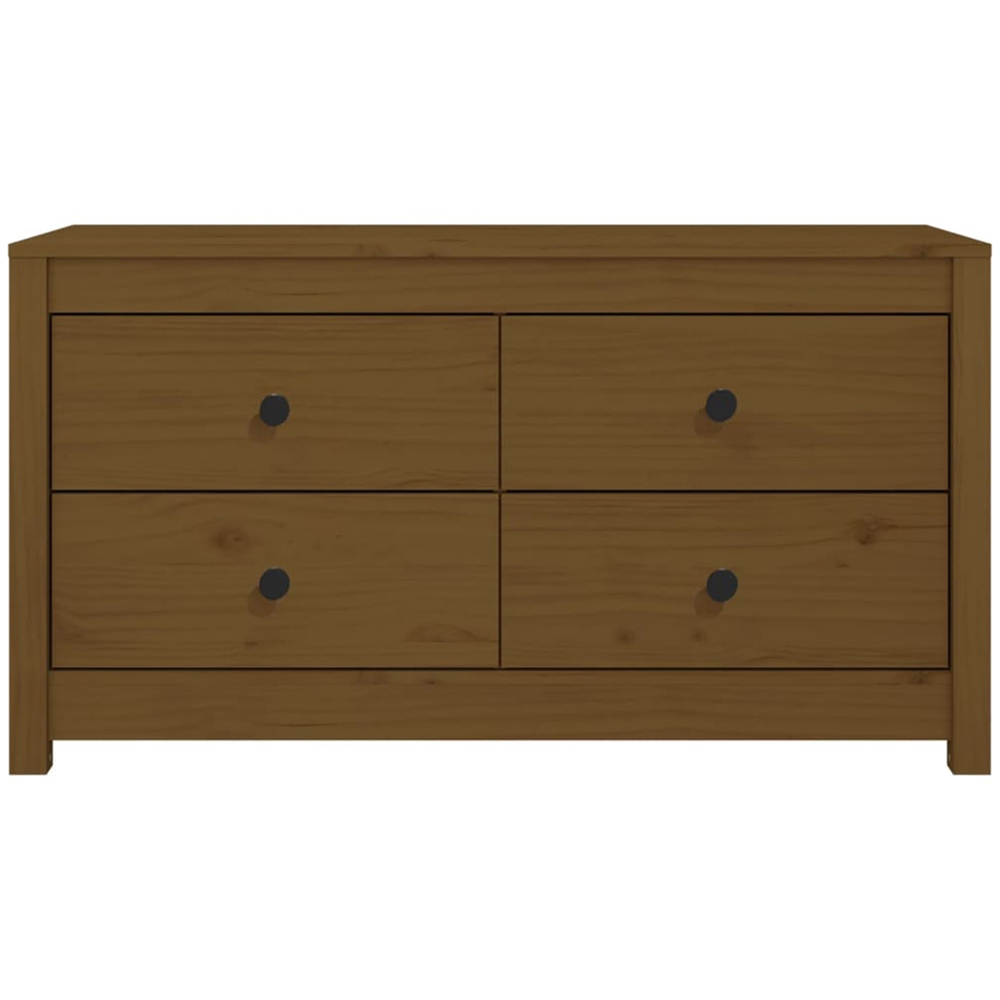 vidaXL 4 Drawer Honey Brown Solid Pine Wood Sideboard Image 4