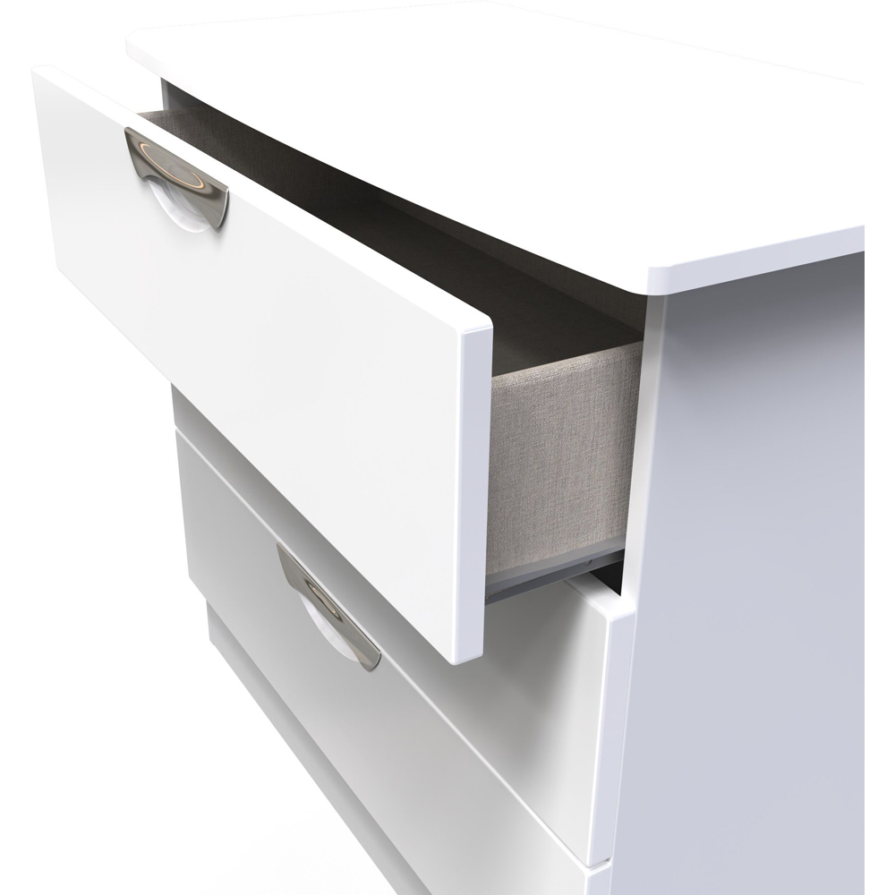 Crowndale Camden 3 Drawer White Gloss and White Chest of Drawers Ready Assembled Image 6