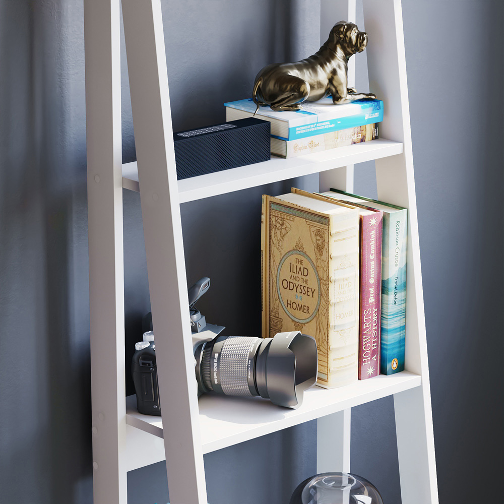 Vida Designs Bristol 5 Shelf White Ladder Bookcase Image 5