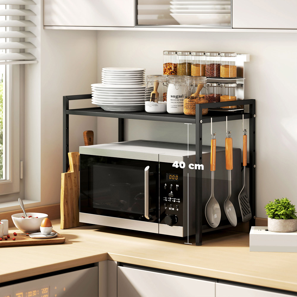 HOMCOM 2 Tier Black Expandable Microwave Oven Rack Image 8