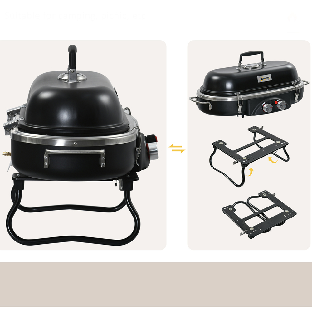 Outsunny Black Foldable Tabletop Gas BBQ Grill Image 3